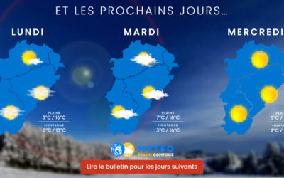 Votre semaine : Très calme, ensoleillée et douce avec parfois 18 à 22°C en Franche-Comté !